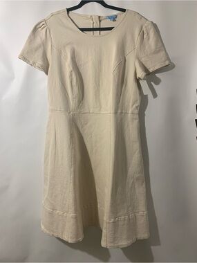 Draper James Cream Short-Sleeve Fit-and-Flare Mini Dress